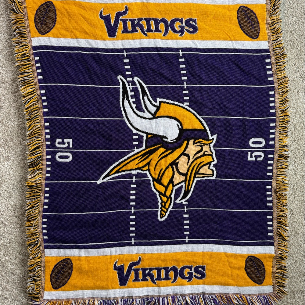Minnesota Vikings Football Field Baby Throw Tapestry Blanket